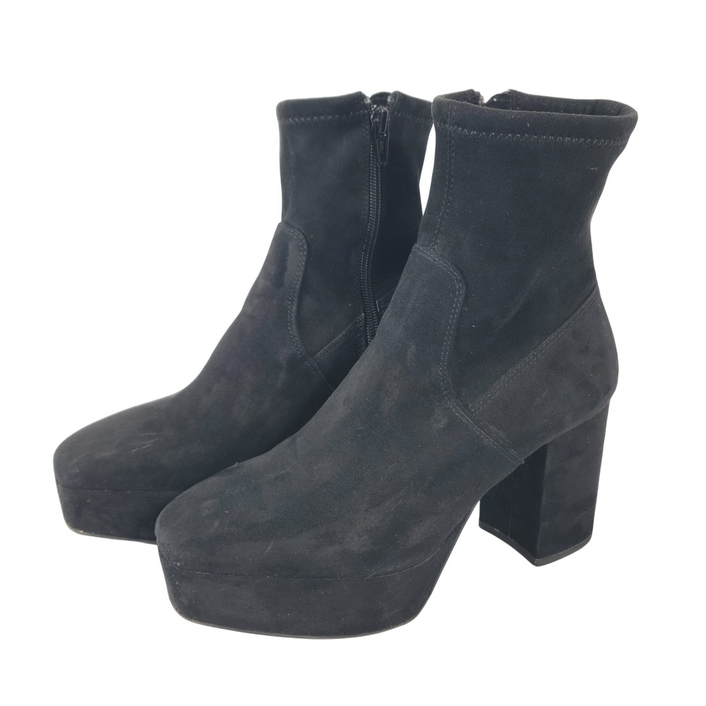 Black Suede Platform Boot Women Size 6 Retro Whimsigoth Goth Bratz Y2K Punk Vamp